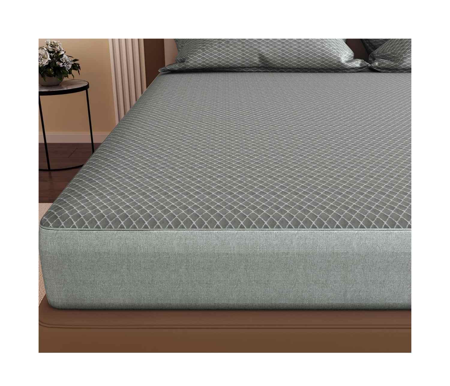 Grey Knitted Mattress Protector