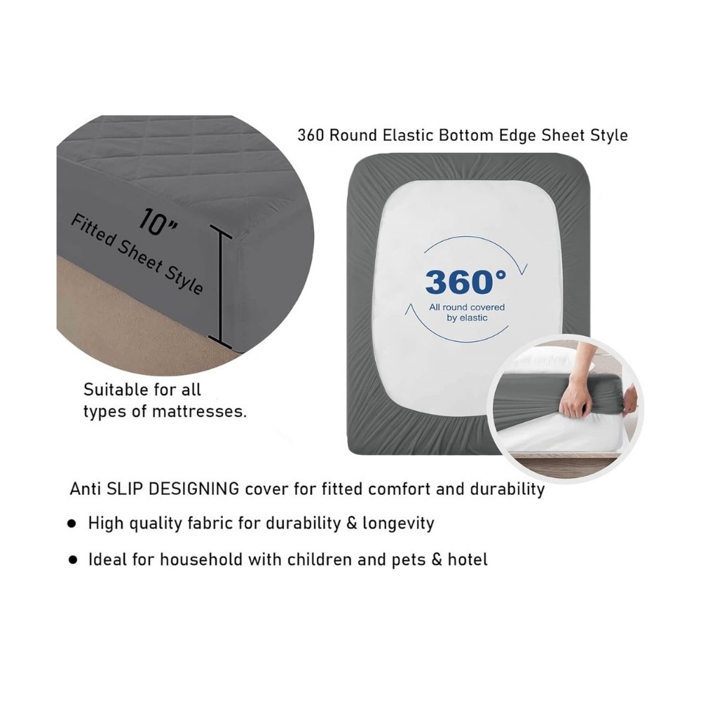 Cotton Quilted Mattress Protector Water-resistance – Grey