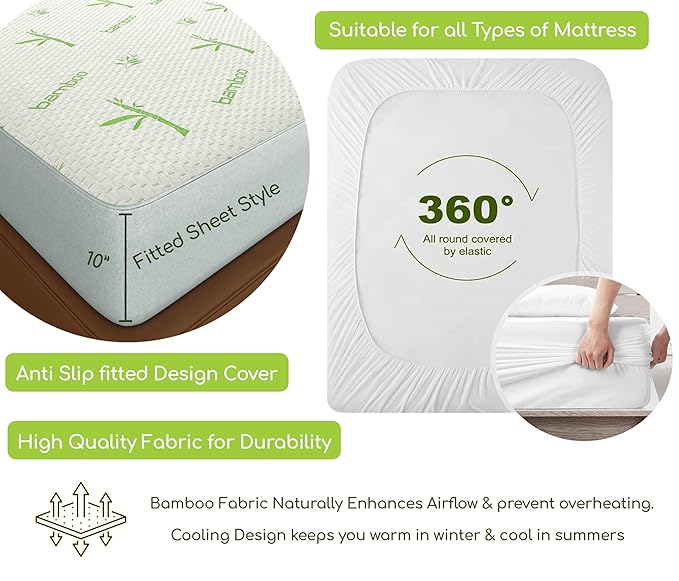 Apple Pillows Waterproof Natural Bamboo Mattress Protector